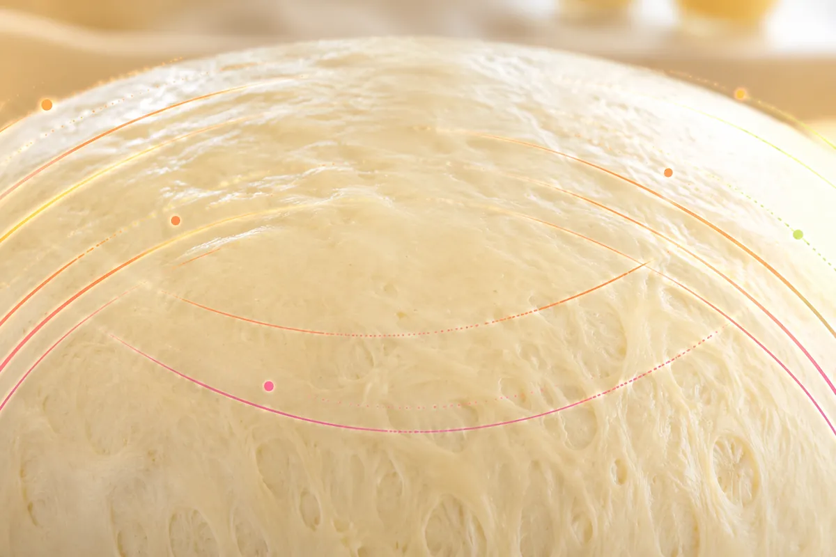 Close-up of bread dough resting during proofing